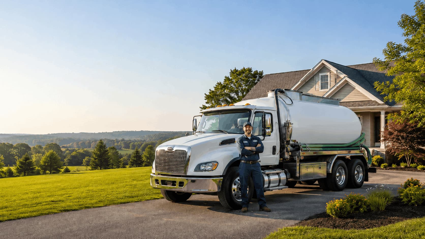 Septic technician servicing a residential system in Central Pennsylvania